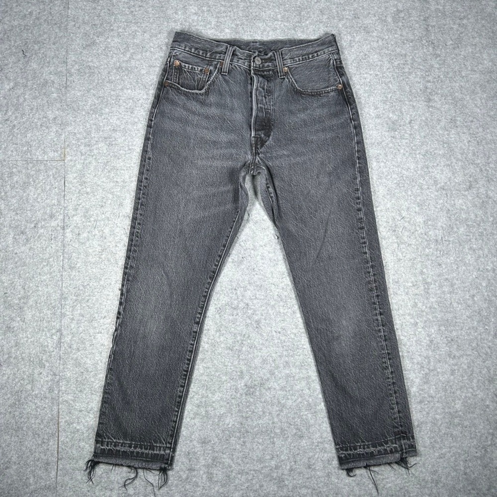 Levi's Denim Jeans Womens W27 L26 Grey 501 Raw Hem Straight Leg Vintage